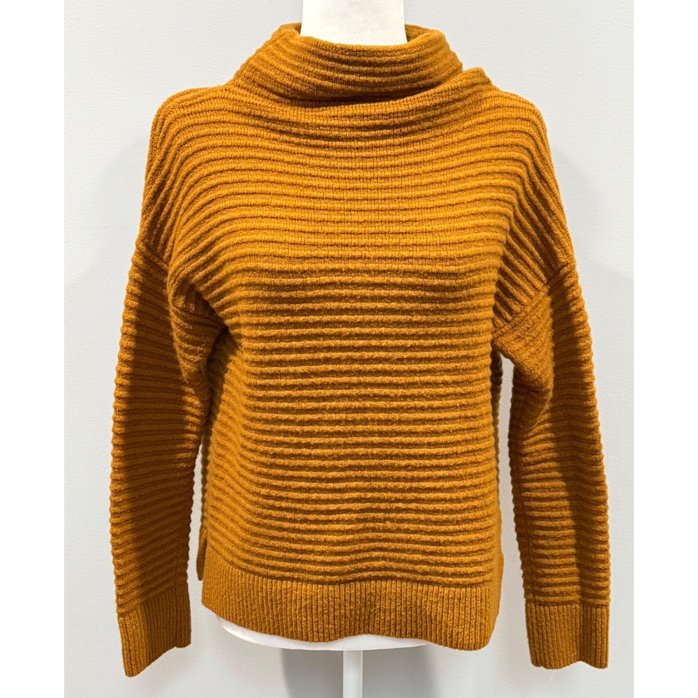 Madewell Textured Mock Neck Belmont Gold Sweater Long Sleeve Size S‎ Wool Blend